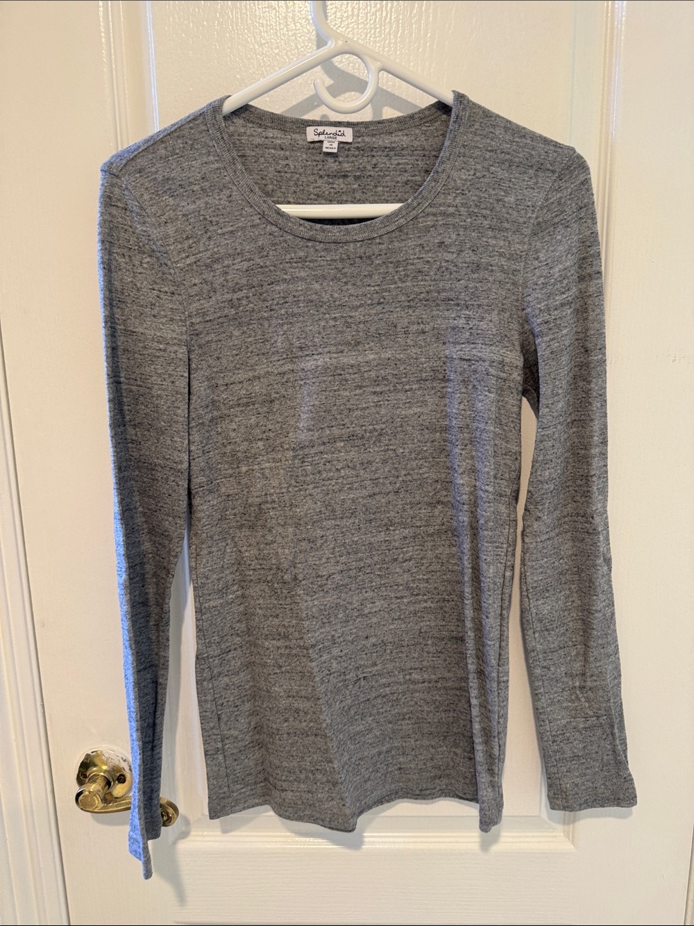 Splendid Gray Long Sleeve Crewneck Top